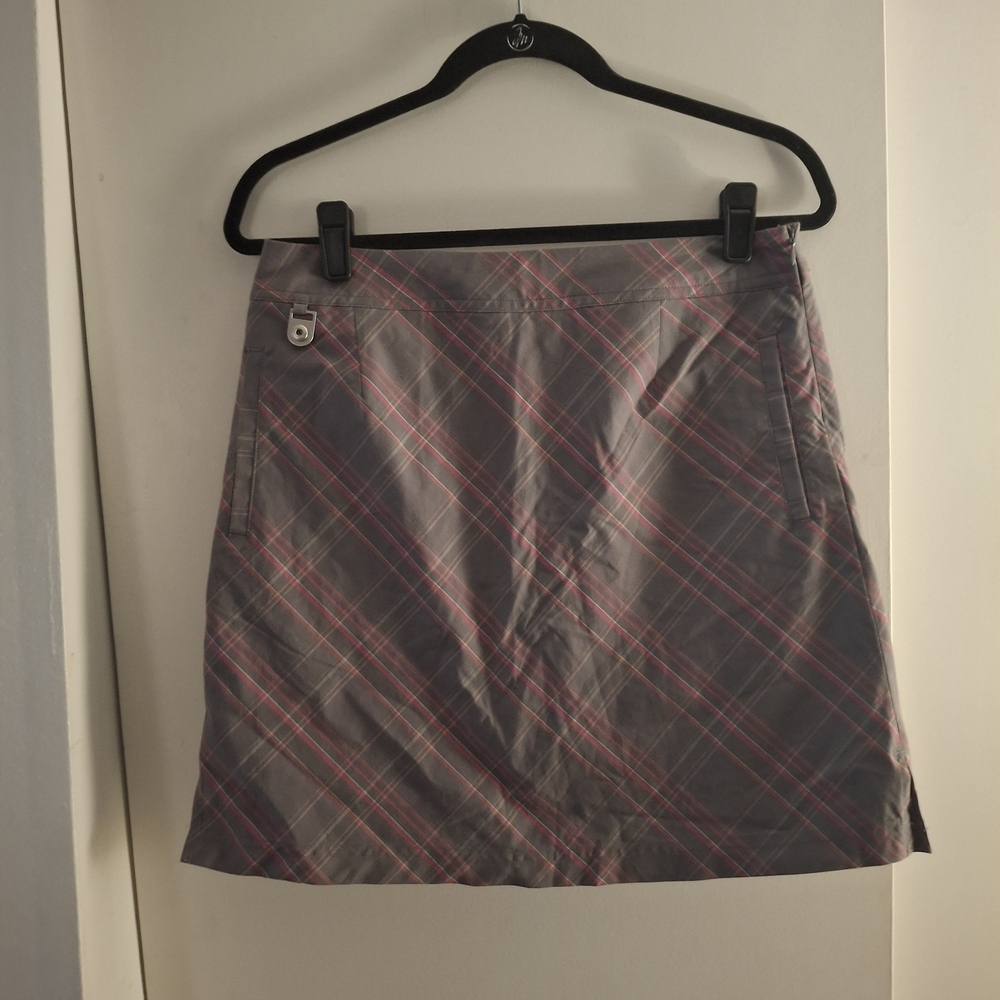 Golf America Plaid Gray and Pink Women's Skort